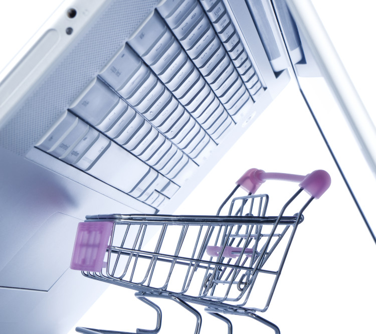 Online-Shops Bild Laptop mit Einkaufswagen